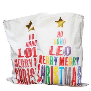 personalised cotton christmas sack by rocket and bear