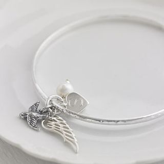 personalised sterling silver bluebird bangle by hurley burley