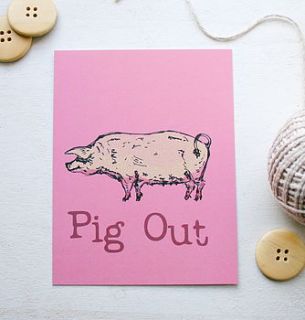'pig out' farmyard postcard by goodnight boutique