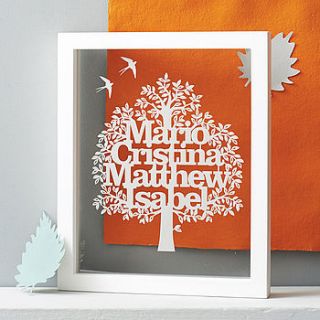 personalised family tree papercut by eticuts