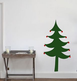 christmas tree with baubles wall sticker by leonora hammond