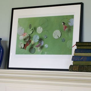 thumbelina in the waterlily pond print by kate slater