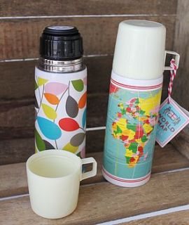 funky flowery/map thermos flask by posh totty designs interiors