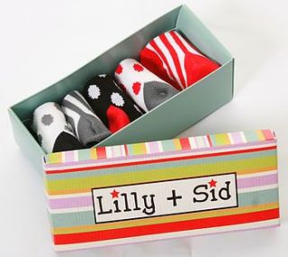 unisex baby socks in box by award winning lilly + sid