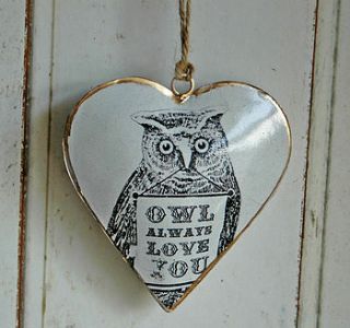vintage hanging heart owl design by alphabet interiors