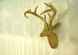 champagne crystal deer head wall art by made with love designs ltd