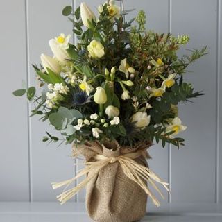 casablanca   hessian jam jar & posy by the artisan dried flower company