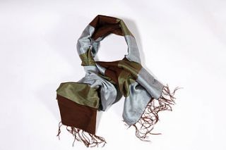 handwoven scarf, blue, green and brown by alkina