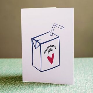 'elephant juice' i love you card by witty hearts