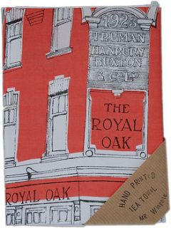 'the royal oak' east end pub crawl tea towel by wingate