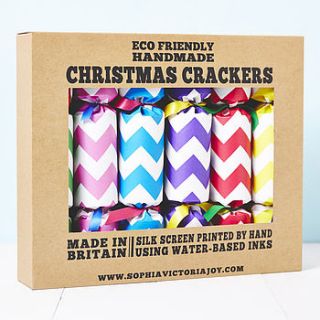 recycled chevron christmas crackers by sophia victoria joy