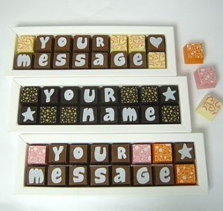 personalised chocolates in small box by chocolate by cocoapod chocolate