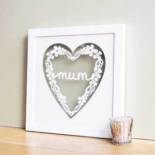 'mum heart' papercut for mothers day by ant design gifts