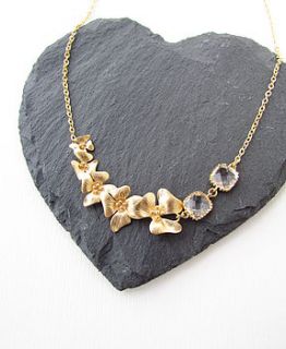 gold fivefold flower necklace by misskukie