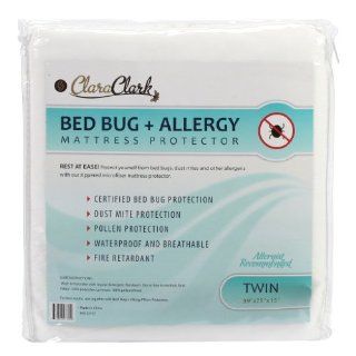 Twin Size Clara Clark Hypoallergenic 100% Waterproof Washable Fire Retardant Mattress Cover, Protects From Bed Bugs, Dust Mites, Pollen, Mold And Fungus, Great for Asthma, Eczema And Allergy Sufferers, Available In 5 Sizes, Fits Mattresses Up To 15" T