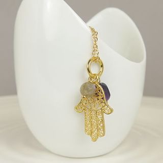 22k gold plated fatima and amethyst pendant by begolden