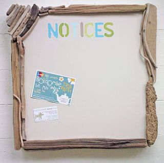 driftwood on canvas notice board by sundaebest