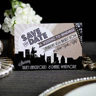 30 art deco poster style save the date cards by in the treehouse