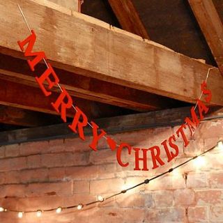 red wooden merry christmas garland by lisa angel homeware and gifts