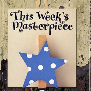 'this week's masterpiece' wooden peg blue by angelic hen
