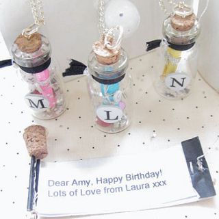 message in a bottle personalised token gift by amber marie