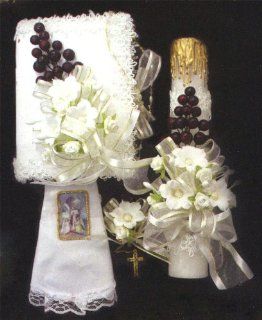 First Communion Gift Set   SPANISH   Rosary   Bible   Candle, Girl   With Rosary Purse Rosary Beads Jewelry