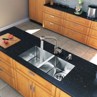 Vigo 29.25 x 18.5 Zero Radius Double Bowl Kitchen Sink with Pull Out