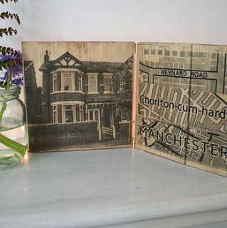 house portrait and address print on wood by northern logic