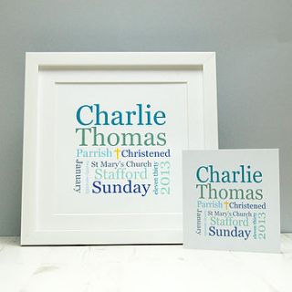 christening/baptism print and matching card by spotty n stripy