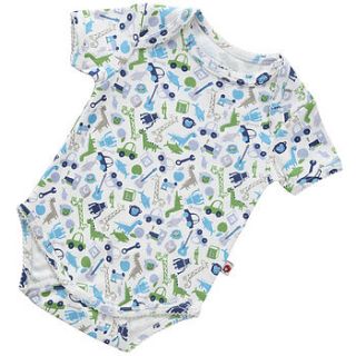 toy box print short sleeve baby body by piccalilly