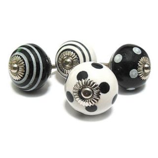 black spots & stripes ceramic cupboard knob by pushka knobs