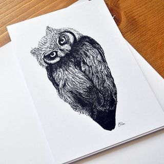 scops owl stationery set by ella johnston art and illustration
