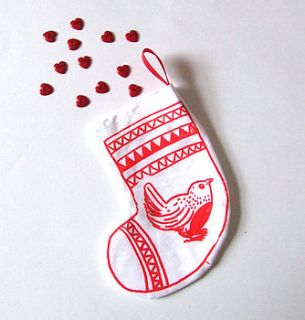 miniature robin christmas stocking by feltmeupdesigns