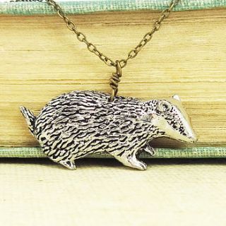 wild badger necklace pendant pewter by wild life designs