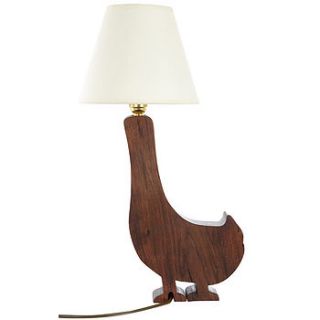 duck lamp in dark cherry wood by caroline mcgrath