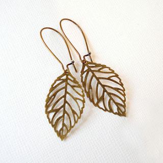 antique gold leaf earrings by belle ami