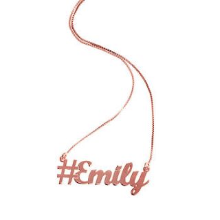 personalised hashtag name necklace by anna lou of london