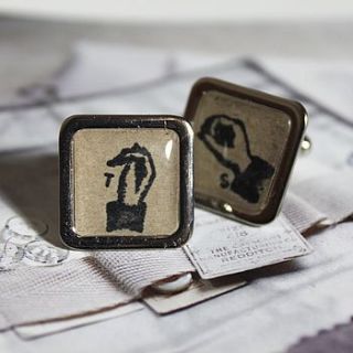 personalised sign language cufflinks by posh totty designs boutique