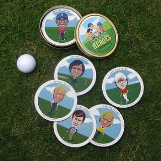 golfing heroes beer mats by the original metal box company