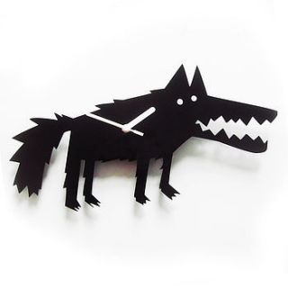 wolf wall clock by flaming imp