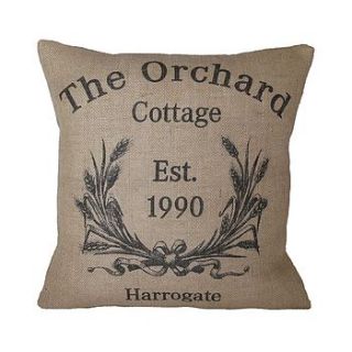 personalised cottage style cushion cover by vintage designs reborn