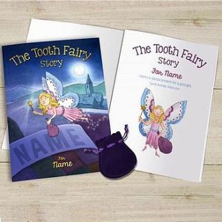 personalised tooth fairy story book and pouch by sleepyheads