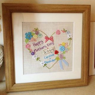 personalised embroidered framed picture by my poppet petite
