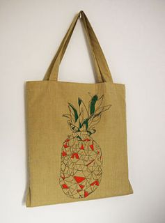 screen printed pineapple tote bag by amber elise prints