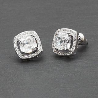 vintage style cushion cut crystal earrings by queens & bowl