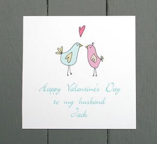 personalised love birds valentine card by molly moo designs