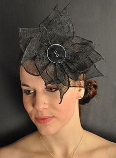sinamay flower with button by the hat collective