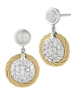 White Sapphire Pave Drop Earrings, Yellow