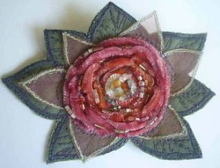 light pink rose brooch 241a by ewa morawski textiles