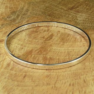 personalised silver bangle by hersey silversmiths